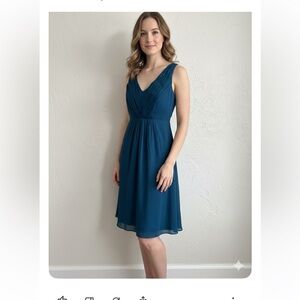 NWT J.Crew Teal V-Neck Sleeveless Cocktail Dress Size 8 Minor Spot